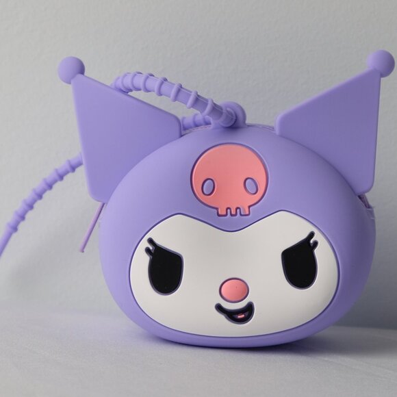 NWT Sanrio Kuromi Purple Silicone Coin Purse w/ Strap | Kawaii Gothic Style - Picture 1 of 5